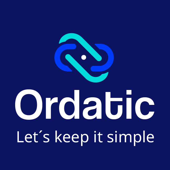 Logo + slogan Ordatic 650x650px negativo cuadrado